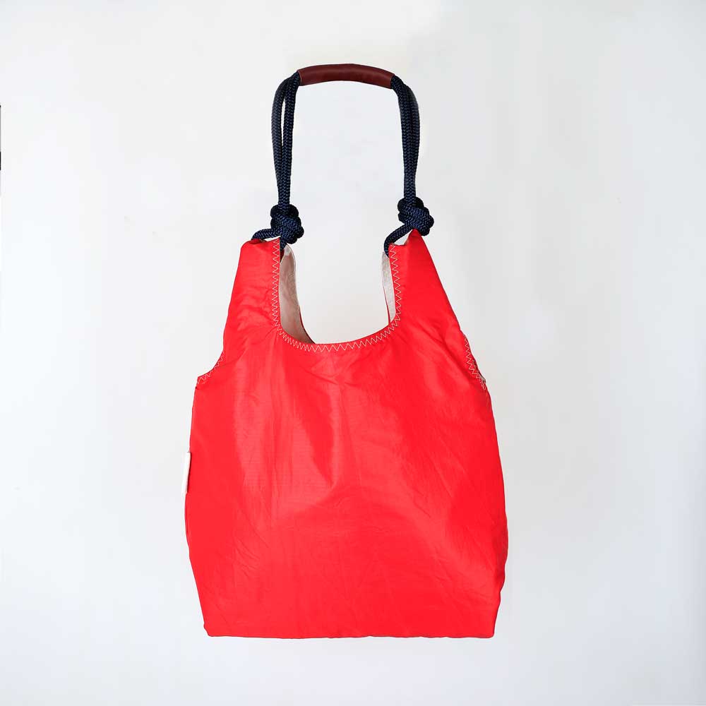 Red  seashopper sailcloth bag on white background for Australian Museum Shop online