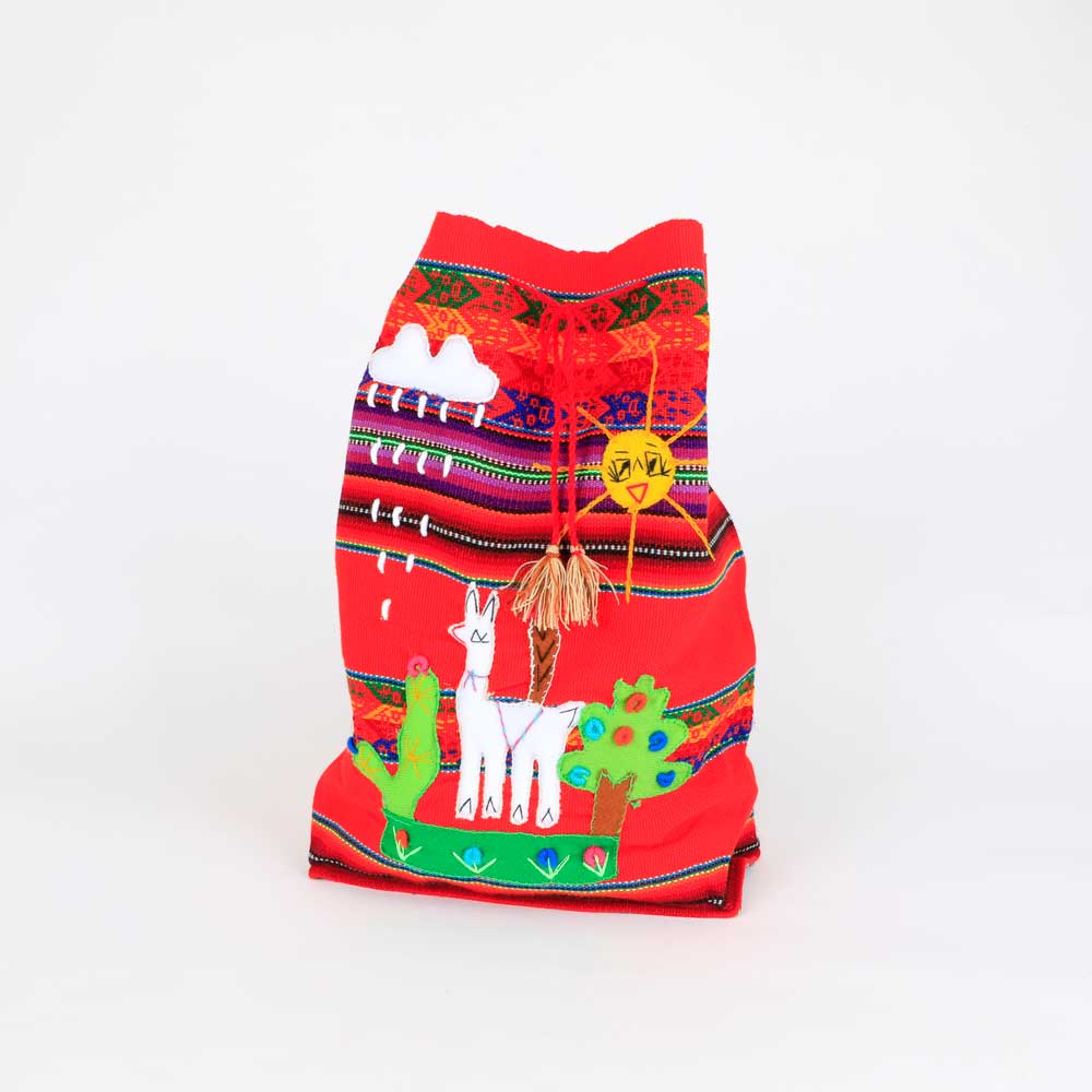 Red Appliqué backpack from Peru