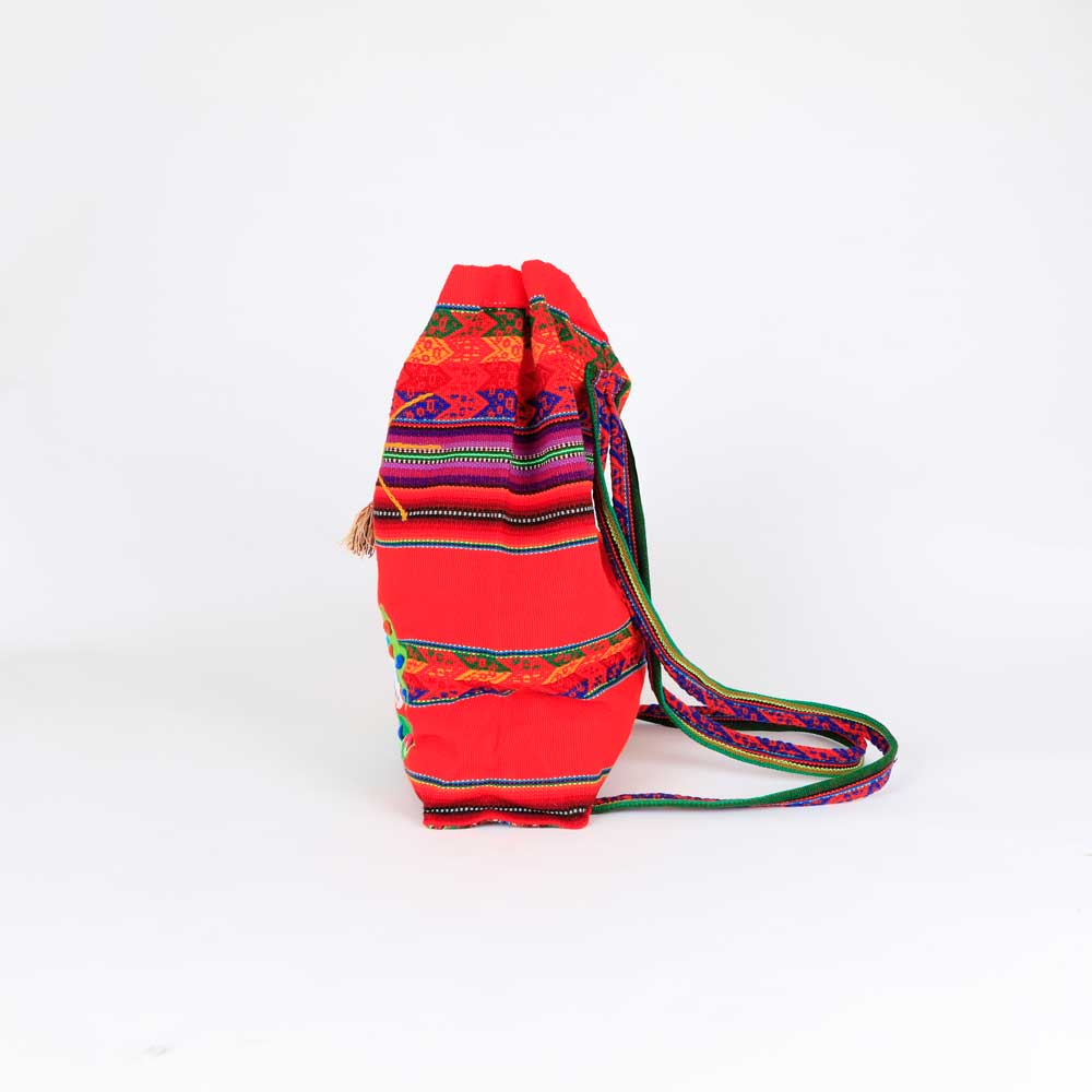 Red Appliqué backpack from Peru