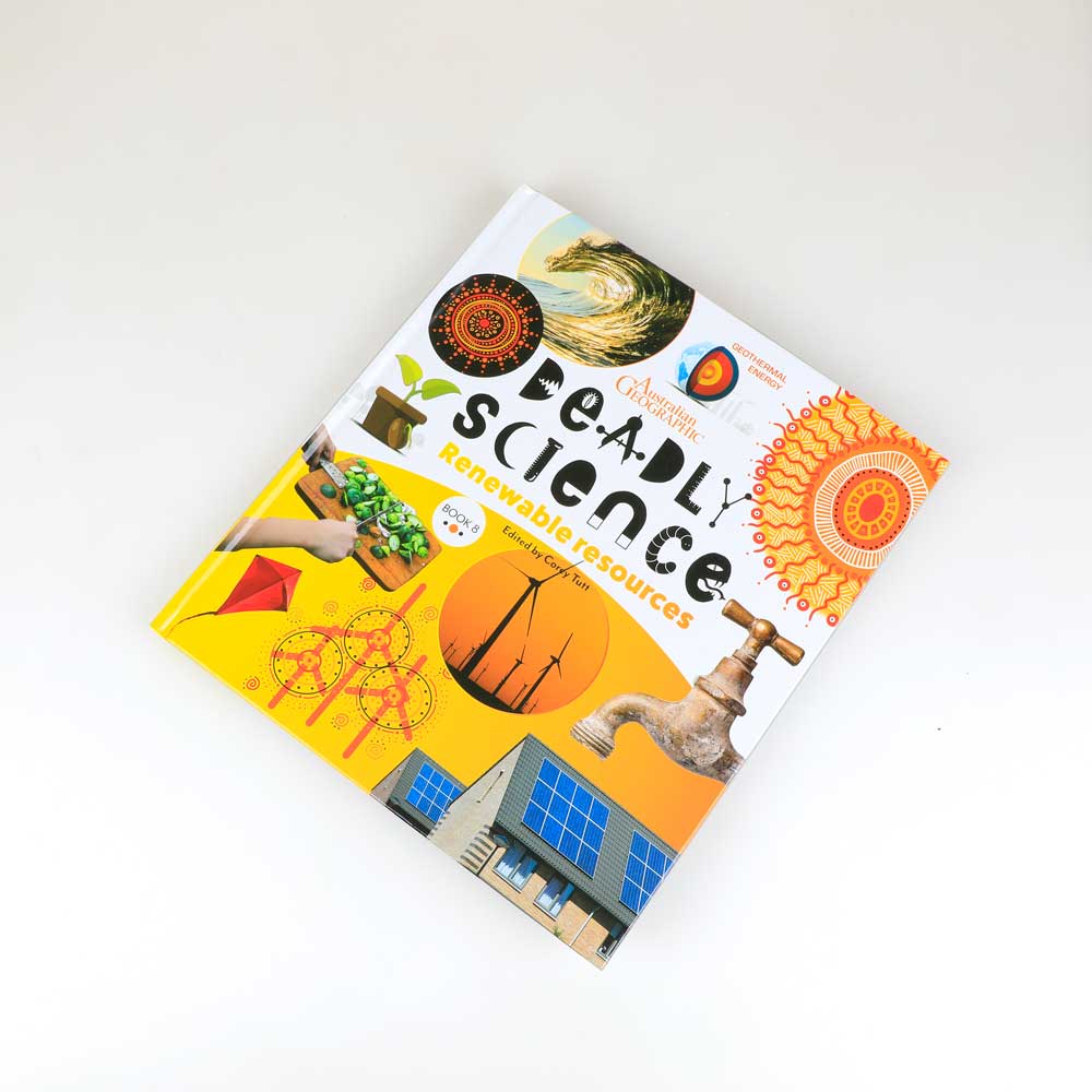 Deadly Science Renewable Resources Primary aged science text photographed on white. Australian Museum shop online