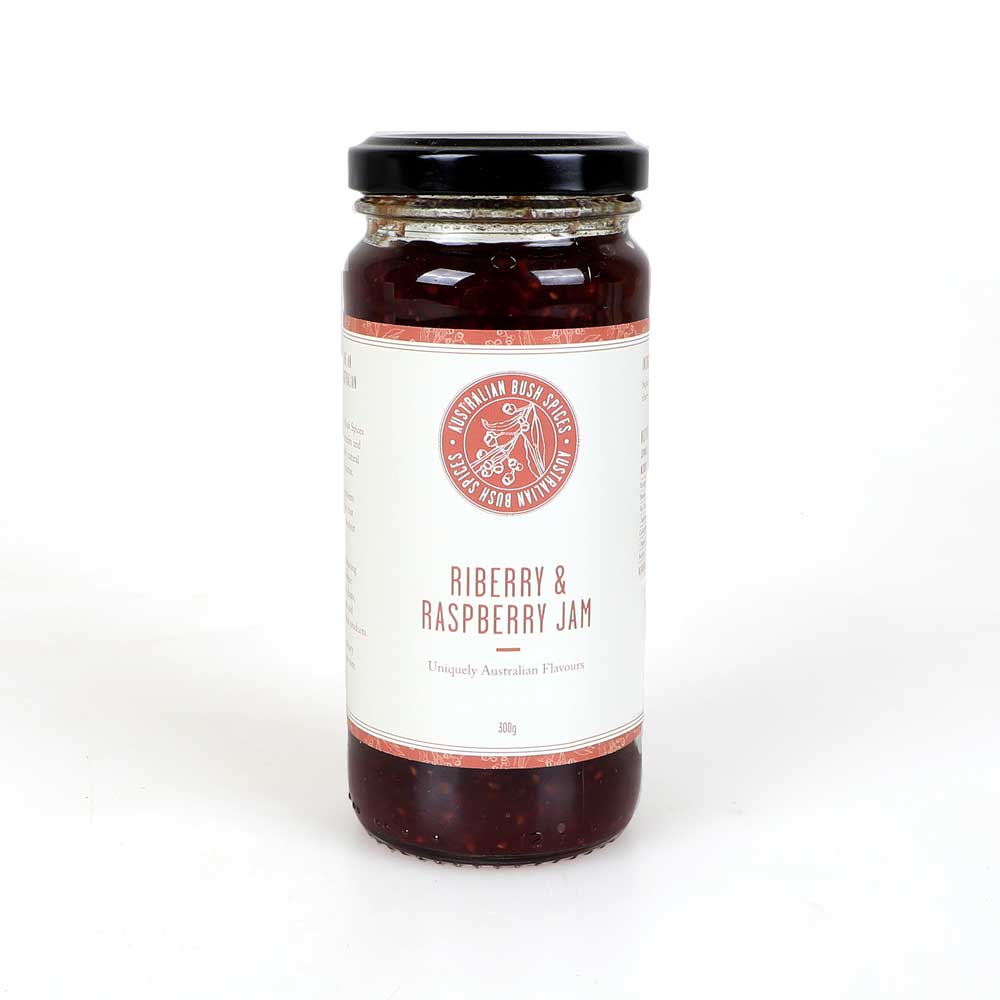 Riberry (lilli pilli) and raspberry jam photographed on white background for Australian Museum Shop online