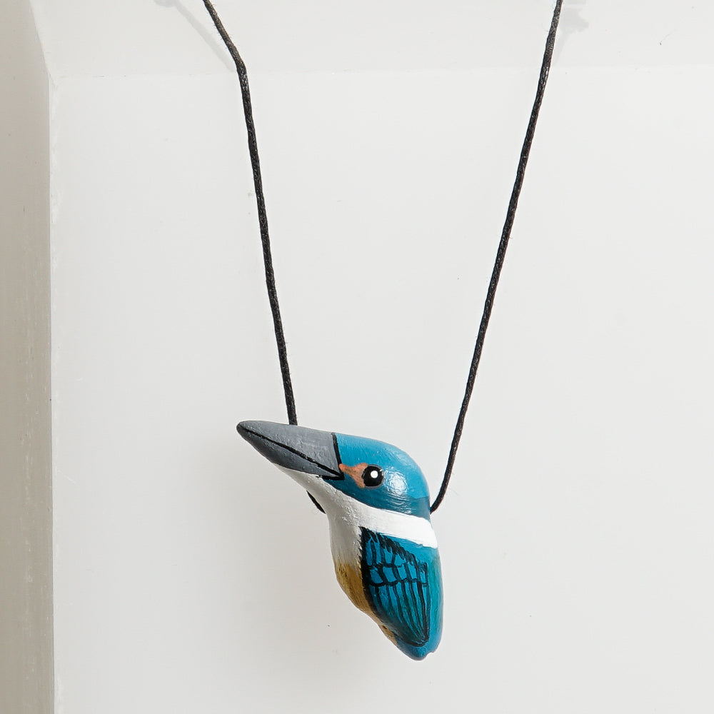 Bird Whistle Necklace hand made hand painted on white background