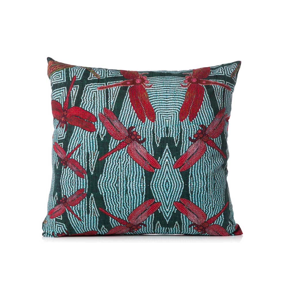 Sheryl Burchill artwork on cushion cover on white background for Australian Museum Shop online