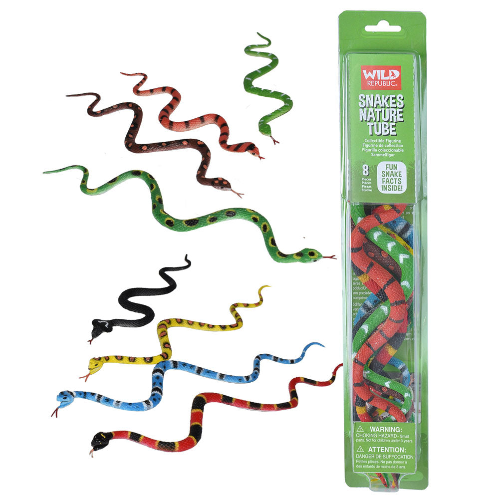 Nature Tube snake figurines with packaging on a white background