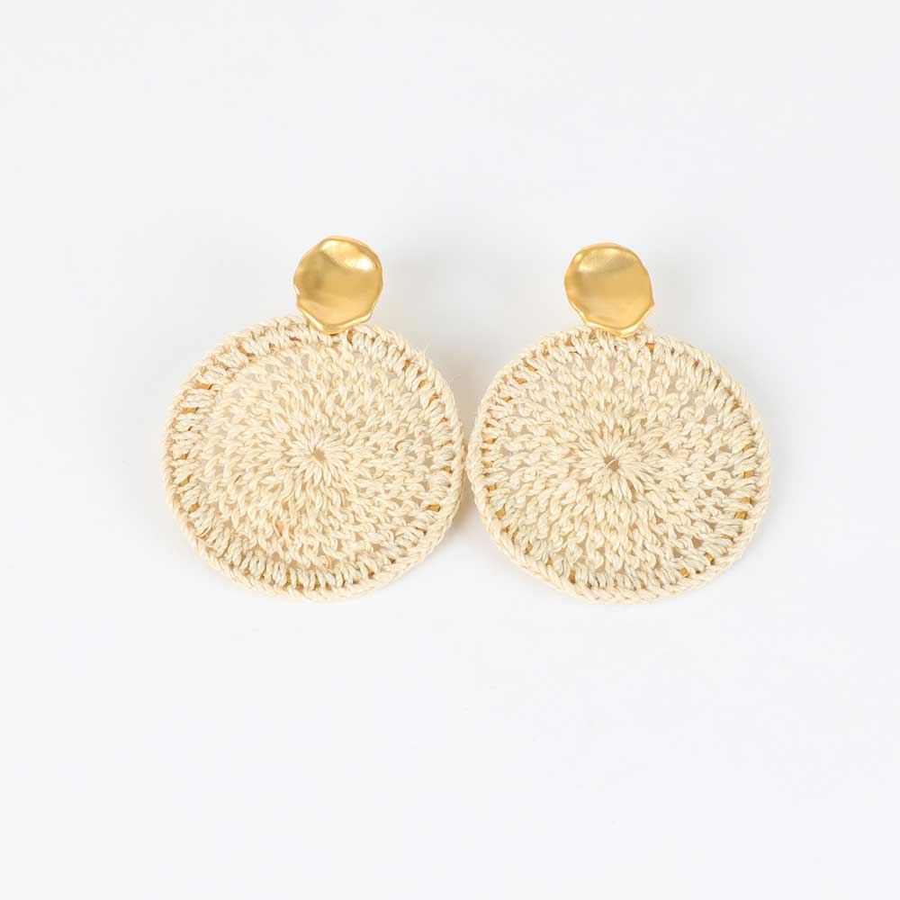 Sowana Basket Earrings in Gold on white background