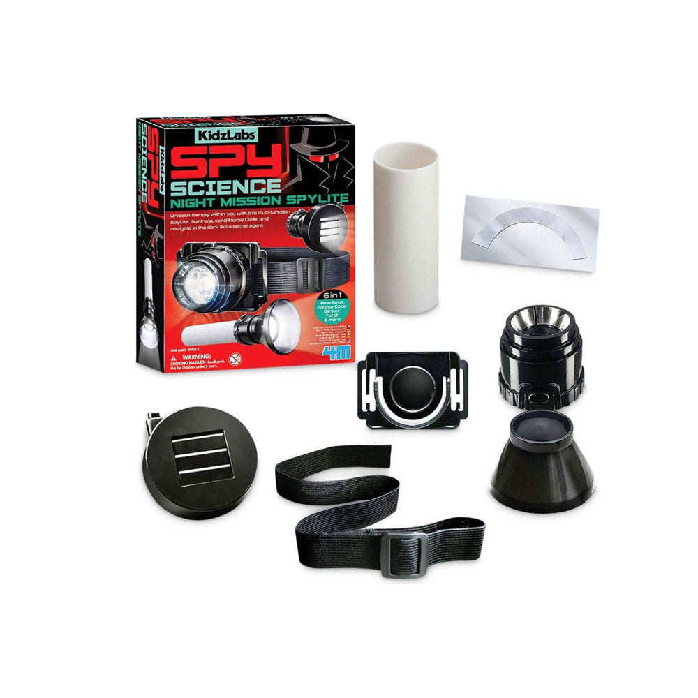 Boxed kit Spy Science kit with various components and packaging on a white background