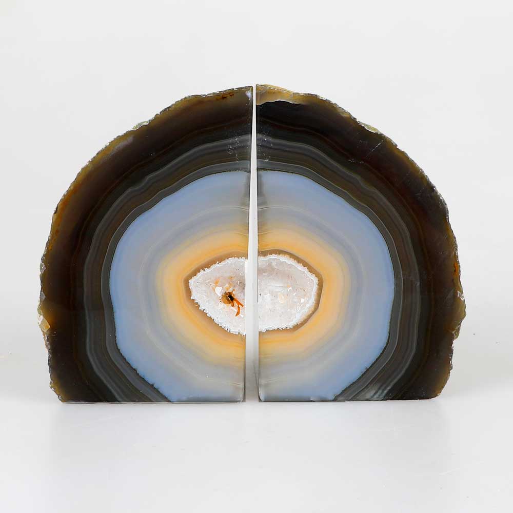 Agate bookends on white background for Australian Museum Shop online
