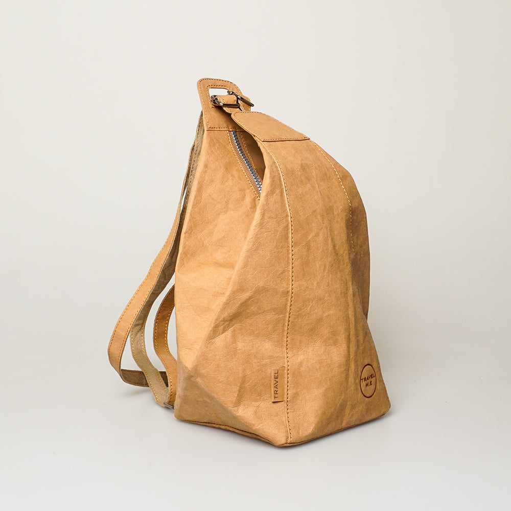 Maddison backpack paper and cellulose sustainably produced backpack from Travel Me photographed on white background for Australian Museum Shop online