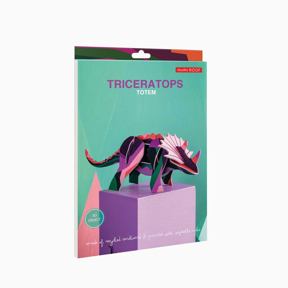 Triceratops Studio Roof card construction kit on white background