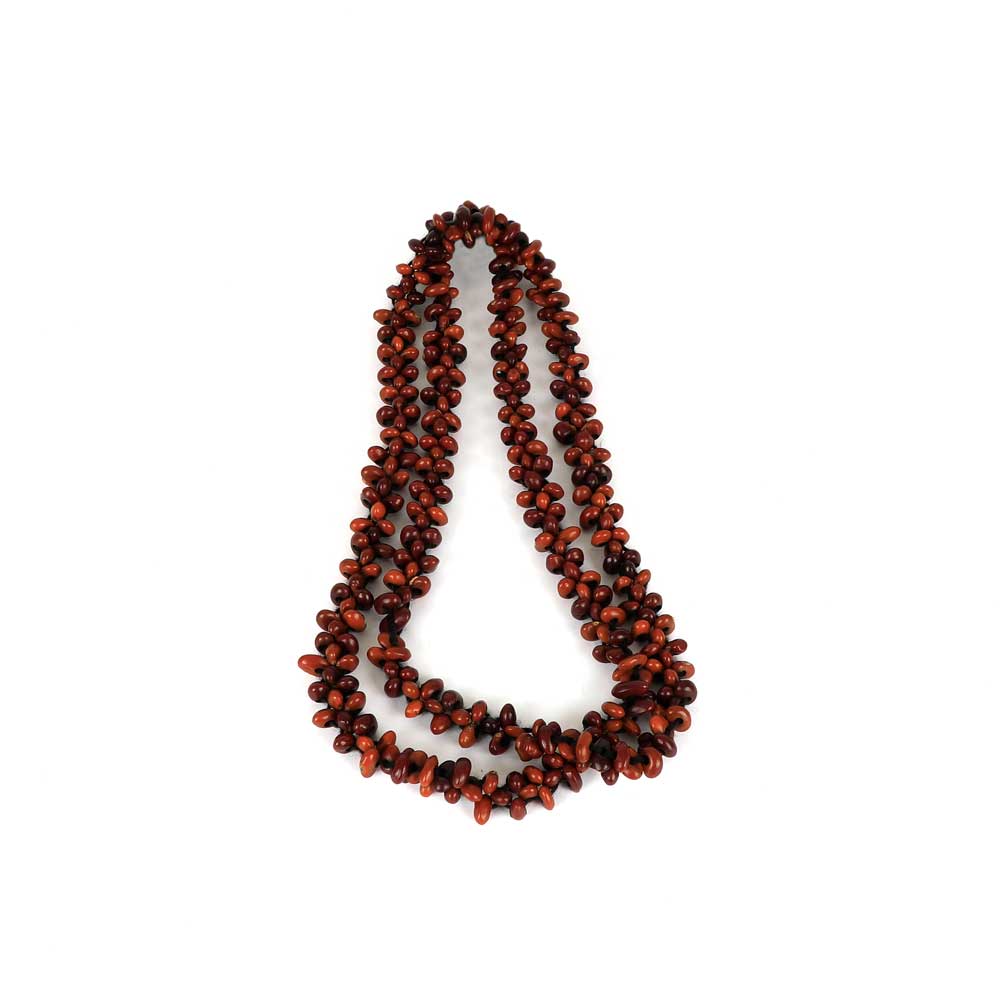 Triple beaded ininti seed necklace on white background for Australian Museum Shop online