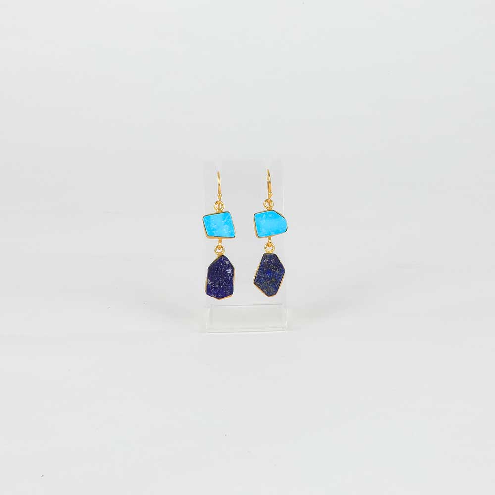 Arizona Turquoise and Lapiz Lazuli Earrings on white background