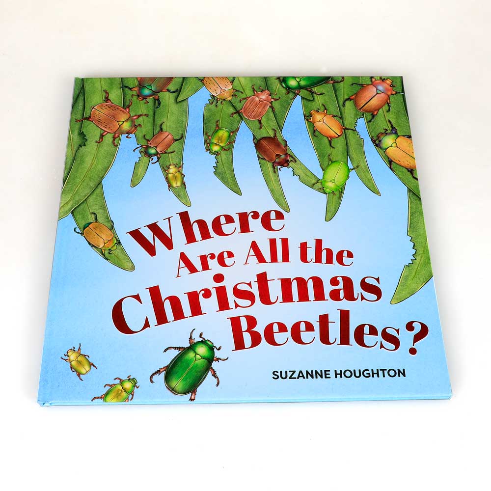 where are all the Christmas beetles hardcover childrens book photographed on white background for Australian Museum Shop online