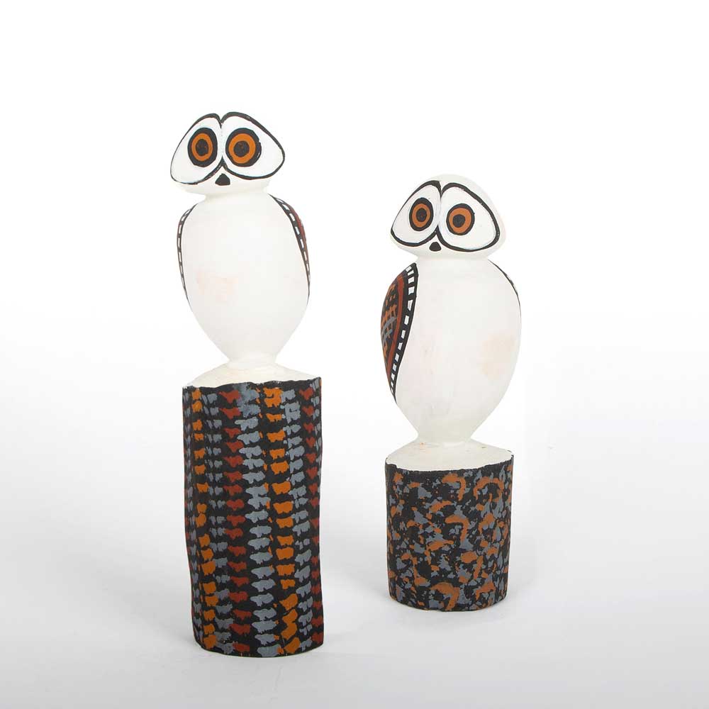 Mario Munkara - Owl sculptures tiwi bird sculptures on white background