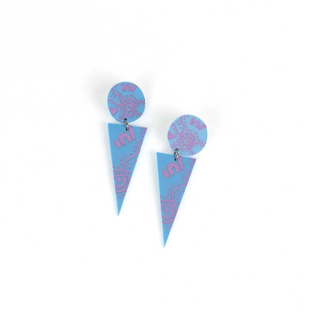 Wiradjuri Yinaa Cone Earrings Large - Blueberry / Lavender