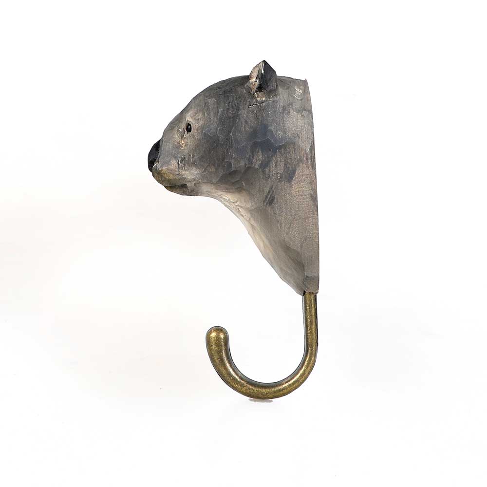 Wombat storage hook for wall mounting photographed on white background. Australian Museum Shop online