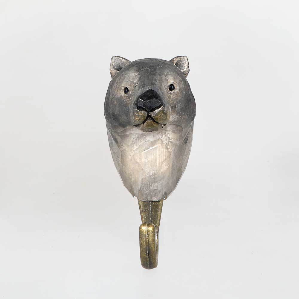 Wombat storage hook for wall mounting photographed on white background. Australian Museum Shop online