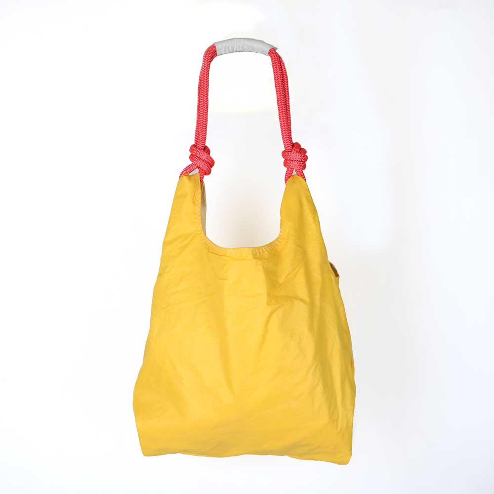 Yellow  seashopper sailcloth bag on white background for Australian Museum Shop online