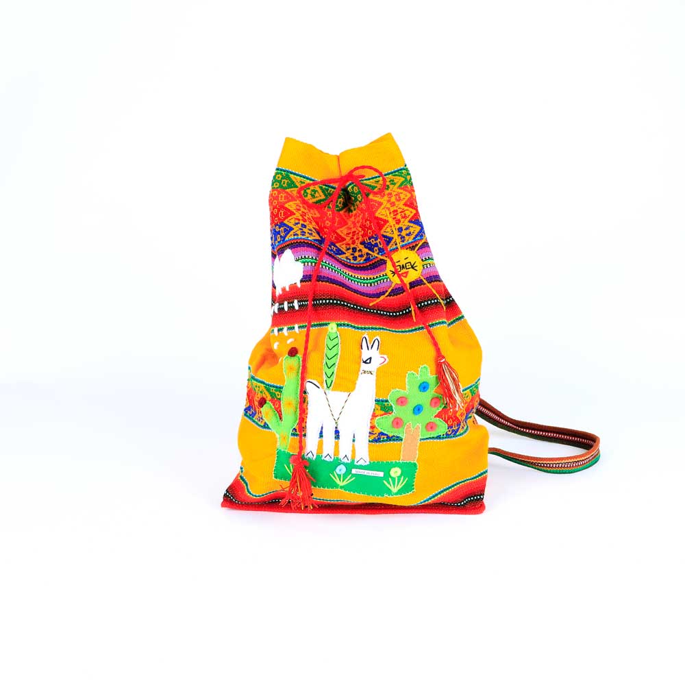 Yellow Appliqué backpack from Peru