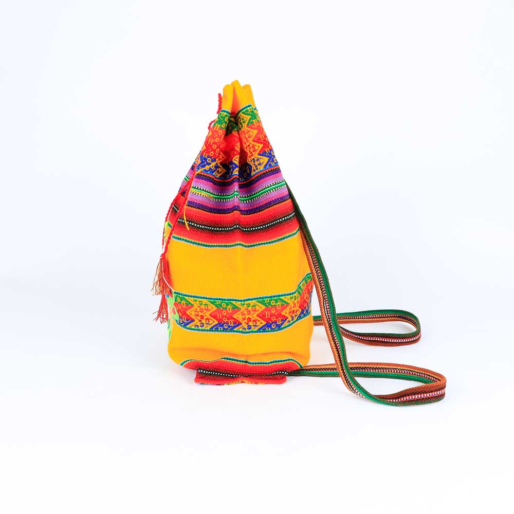 Yellow Appliqué backpack from Peru