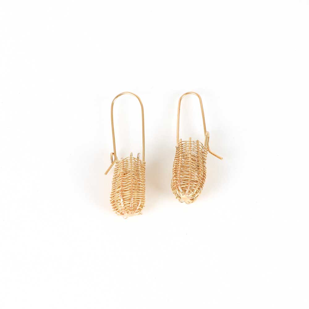 Gold Dillybag Earrings on white background