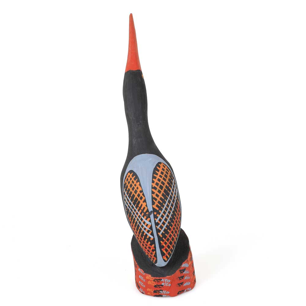 Ironwood bird carving, hand carved and painted by Tiwi artist, Mario Munkara. Australian Museum Shop online