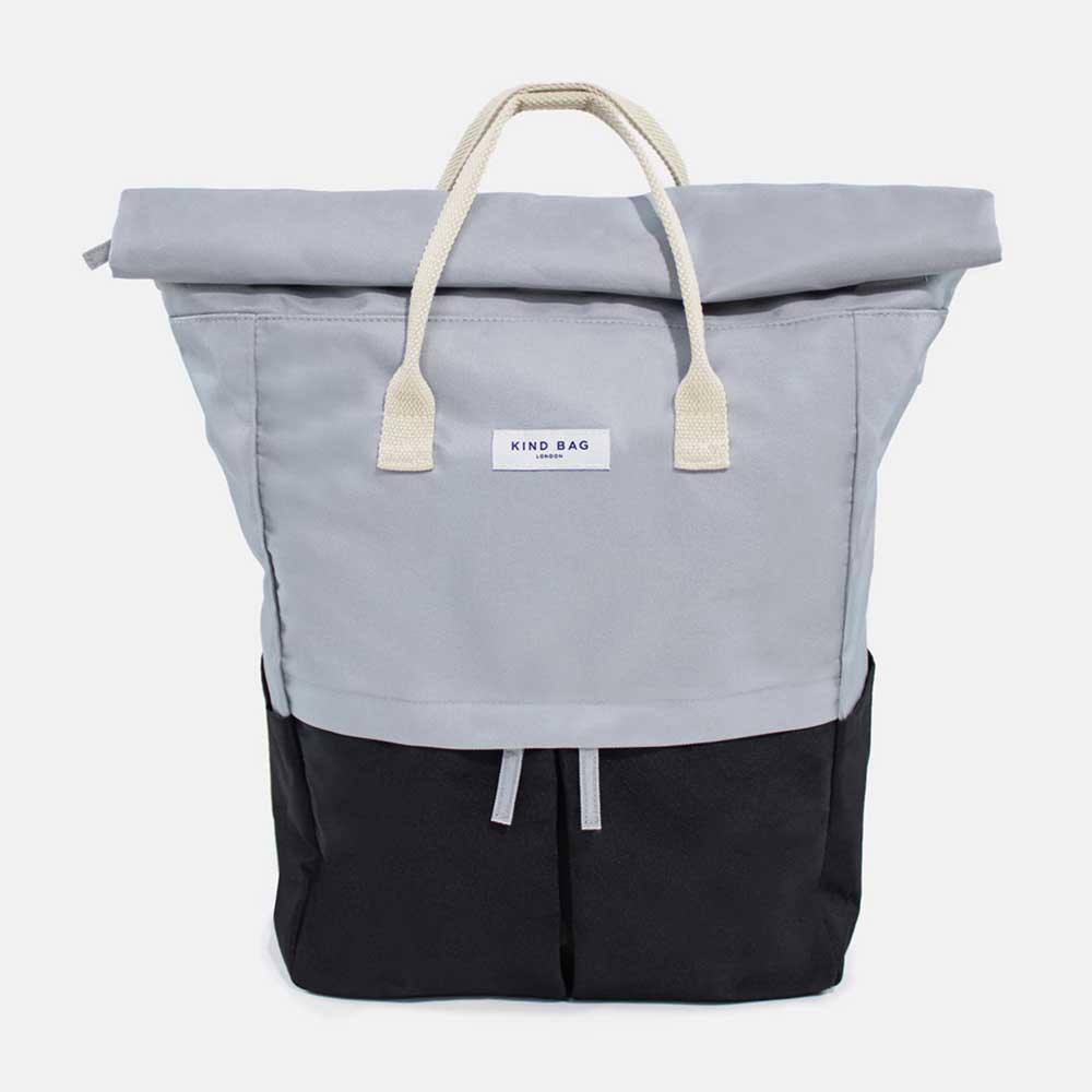 Large Hackney Kind Bag in pale grey and black on white background for Australian museum shop online