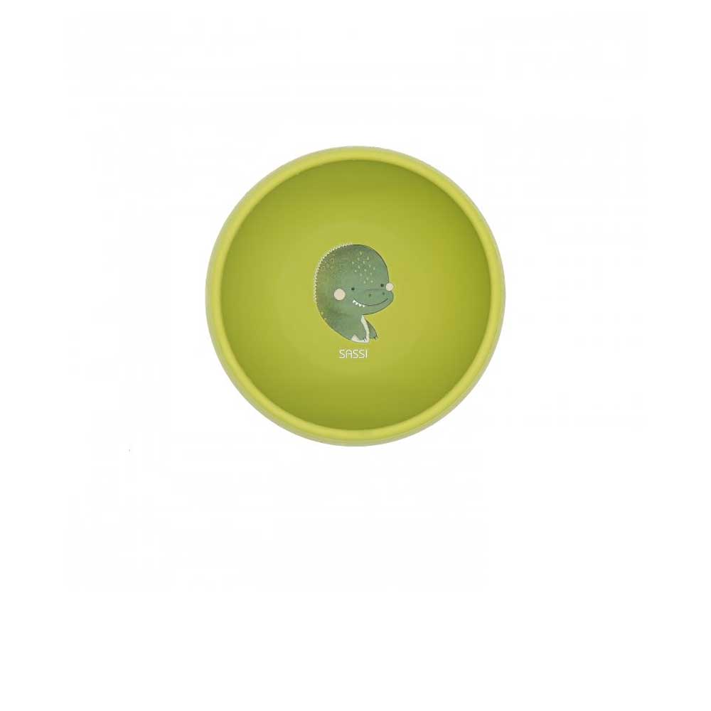 Silicone Suction Bowl - Cracky The Dinosaur on white background