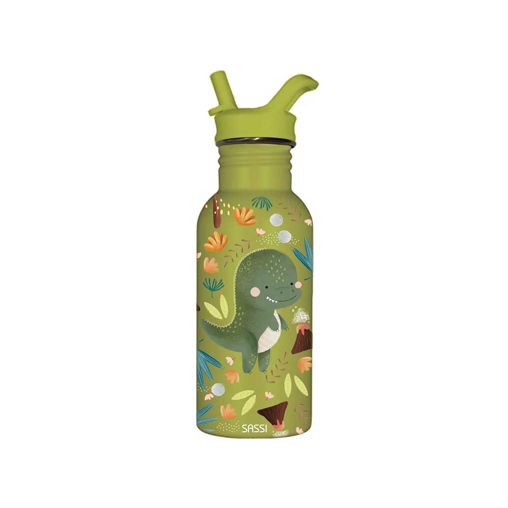 Stainless Drink Bottle Cracky The Dinosaur on white background