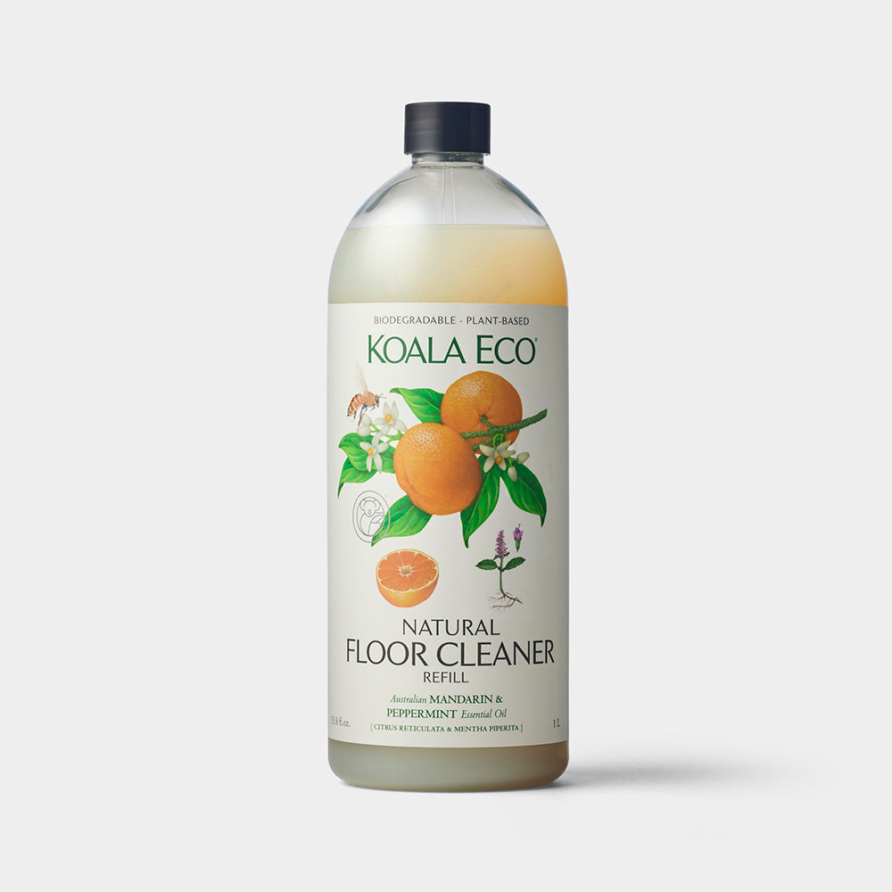 Koala eco mandarin and peppermint floor cleaner photographed against white background Australian Museum Shop online