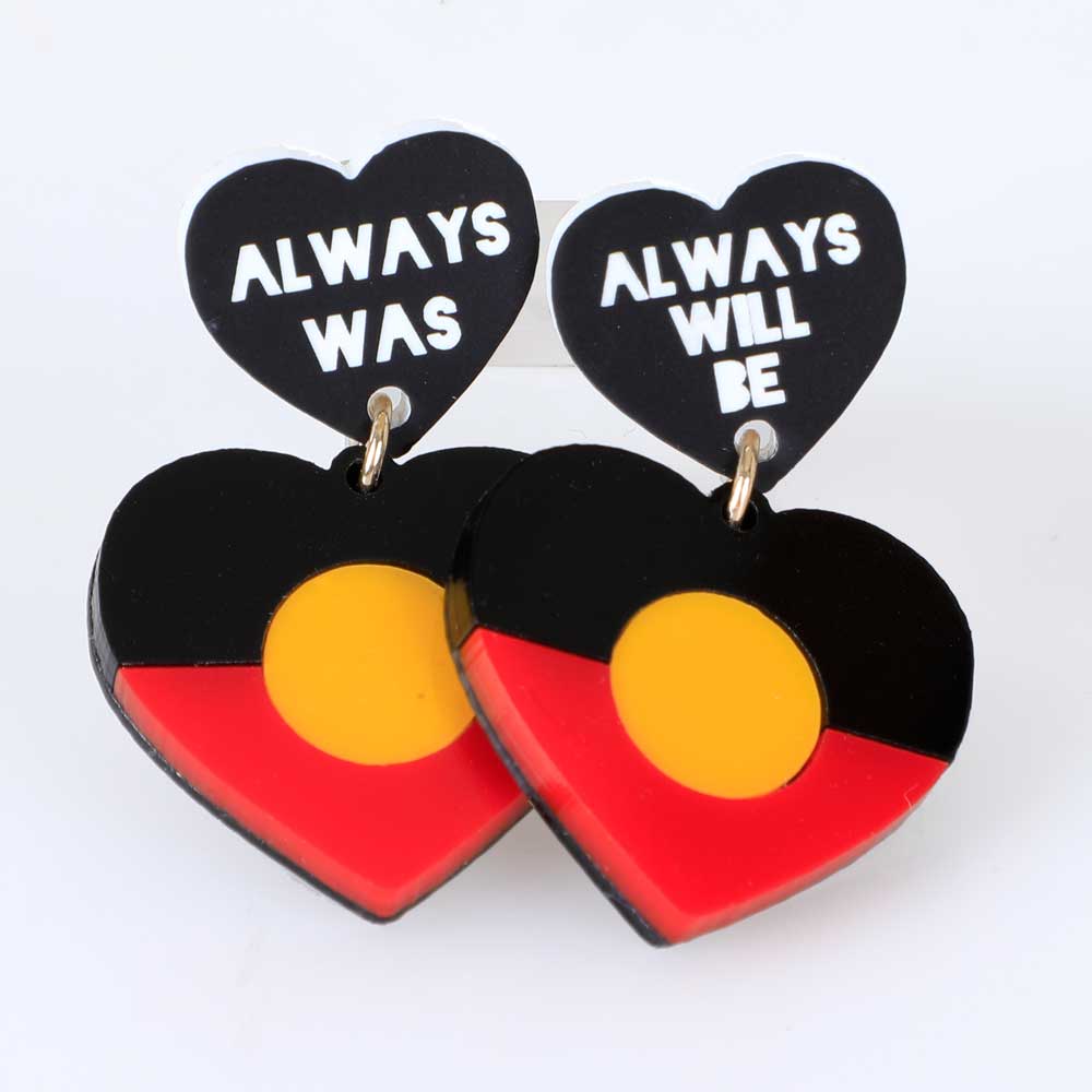Always Was, Always Will Be heart stud drop earrings Australian Museum Shop online