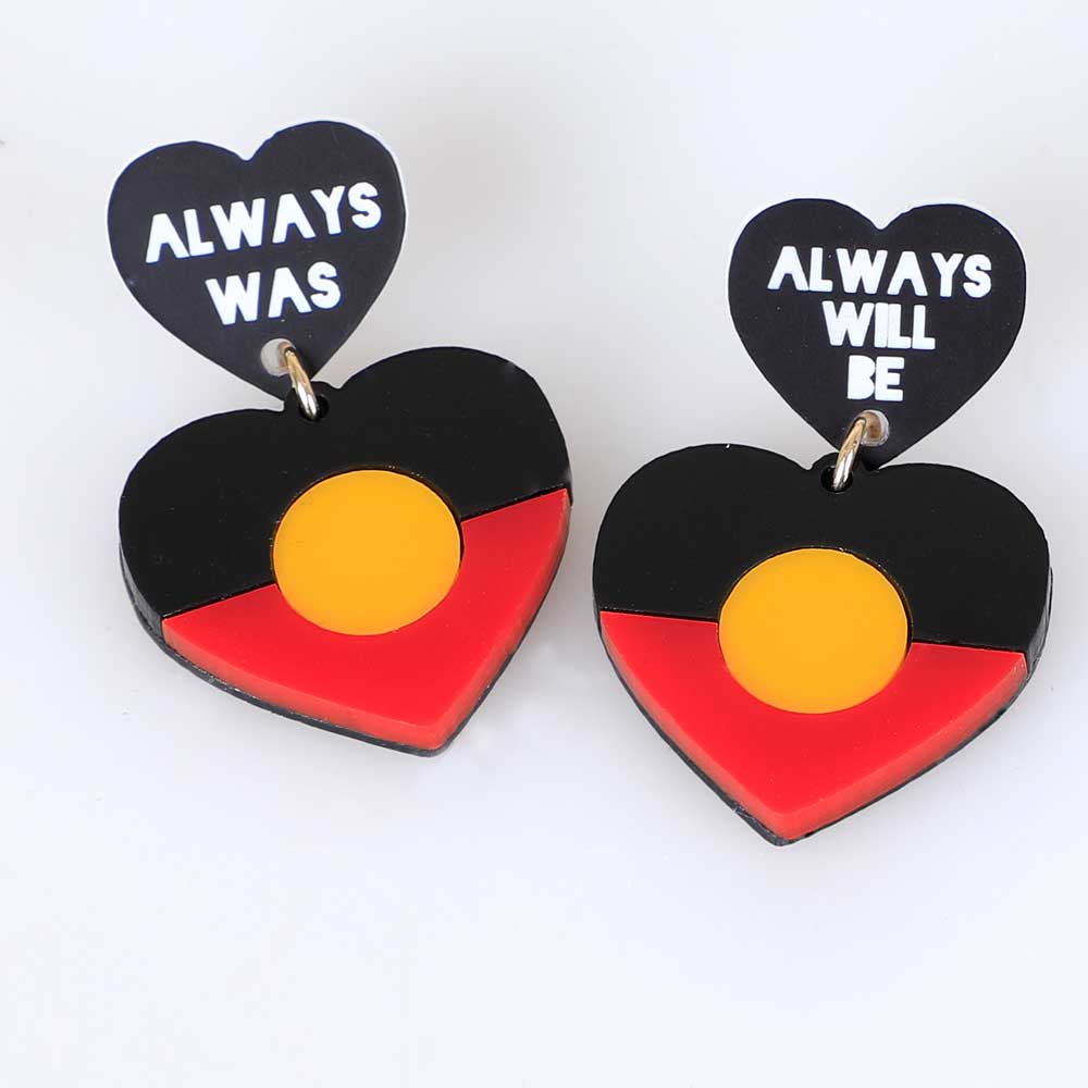Always Was, Always Will Be heart stud drop earrings Australian Museum Shop online