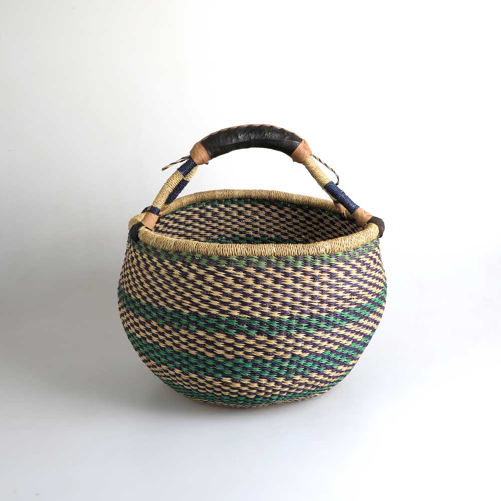 Ghanaian hand woven market basket photographed on white background Australian Museum shop online