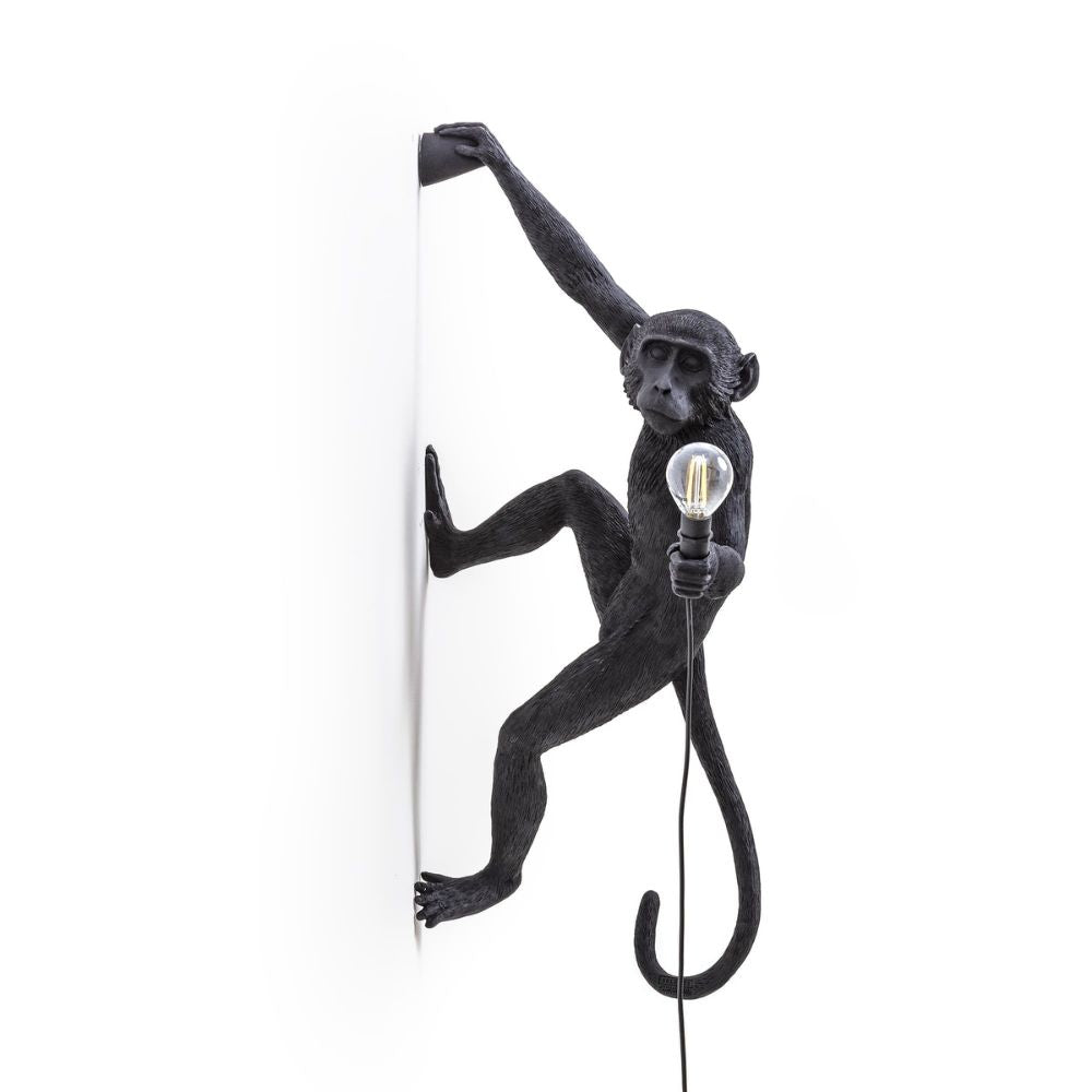 Hanging cast resin monkey lamp, black colour Australian museum shop online