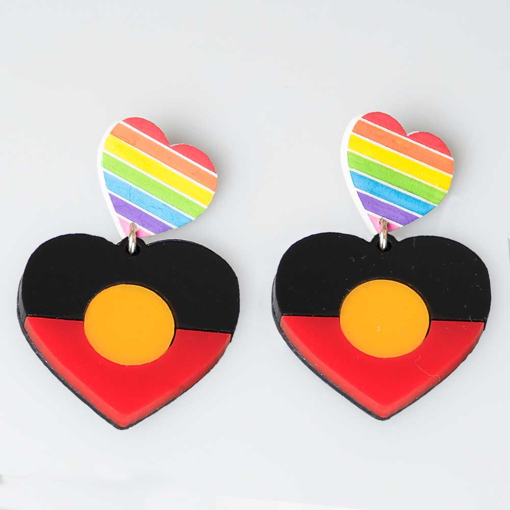 Indigenous Rainbow Pride Earrings Haus of Dizzy Australian Museum shop online