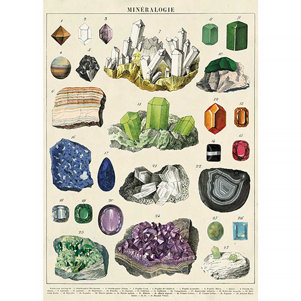 Vintage french minerals specimens poster or gift wrap Australian museum shop online