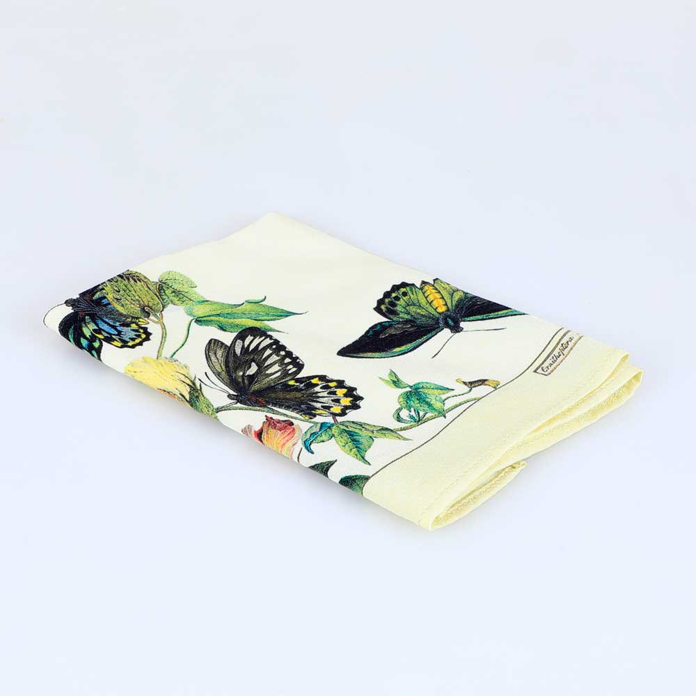 Butterfly illustrated silk pocket square