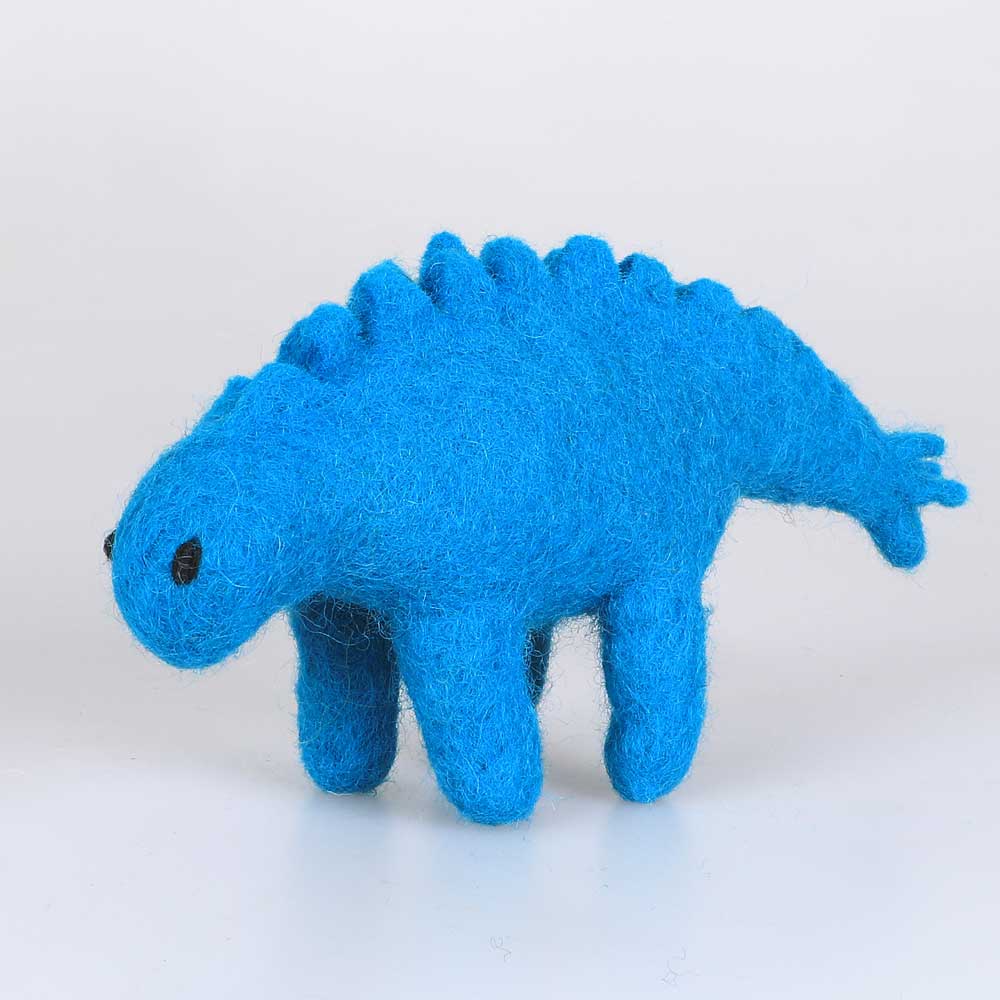 Stegosaurus hand made felted toy Blue. Australian Museum shop online