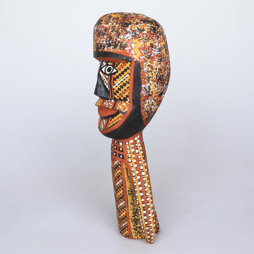 Purukupali, hand carved and painted in the traditional Tiwi Island style by Barry Kantilla