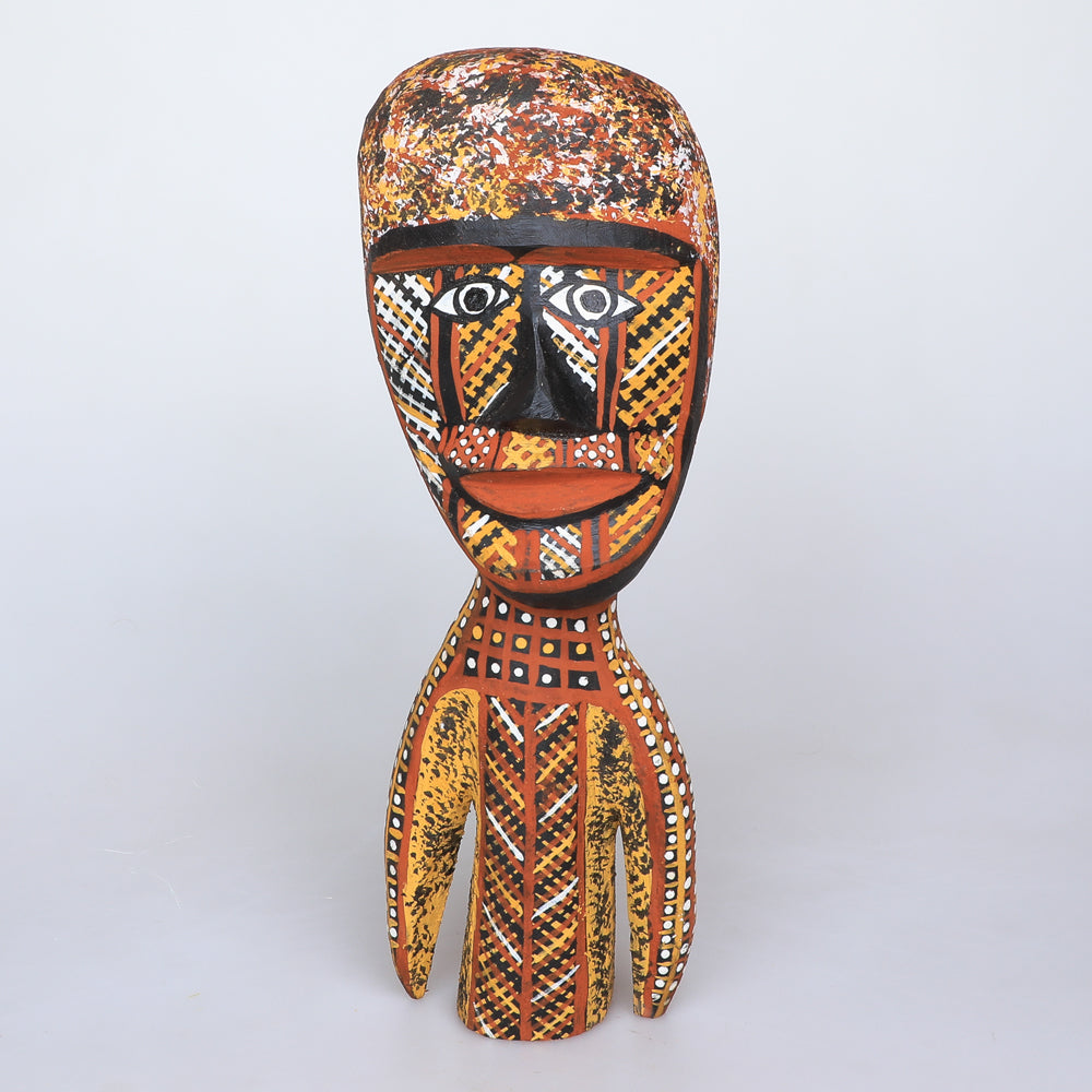 Purukupali, hand carved and painted in the traditional Tiwi Island style by Barry Kantilla