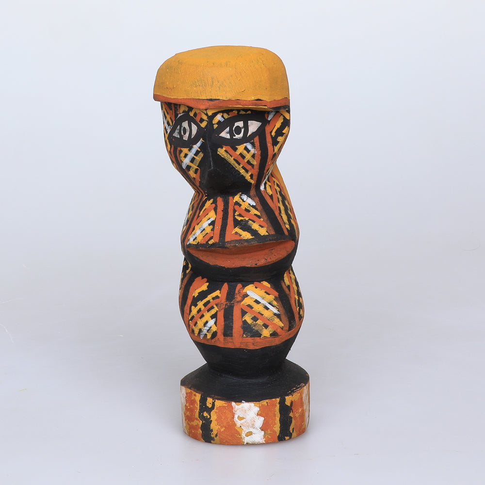 Purukupali Head, hand carved and painted in the traditional Tiwi Island style by Barry Kantilla