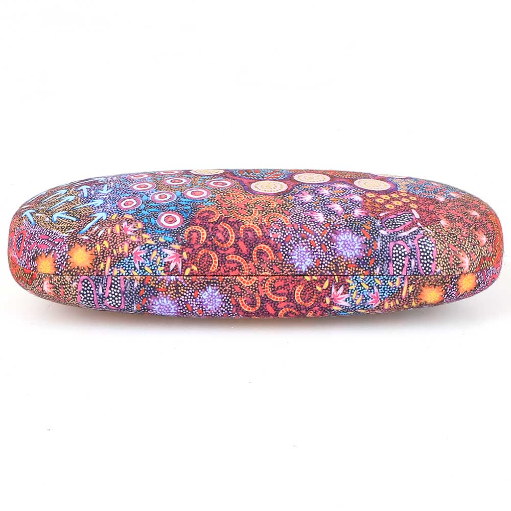 Womens dreaming hard glasses case and lens cleaning cloth with artwork by Khatija Possum. Australian Museum Shop Online