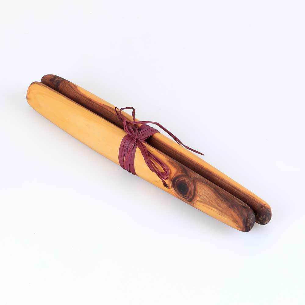 clapsticks hand carved by Wailwaan and yuin maker, songman and educator, Millmillian