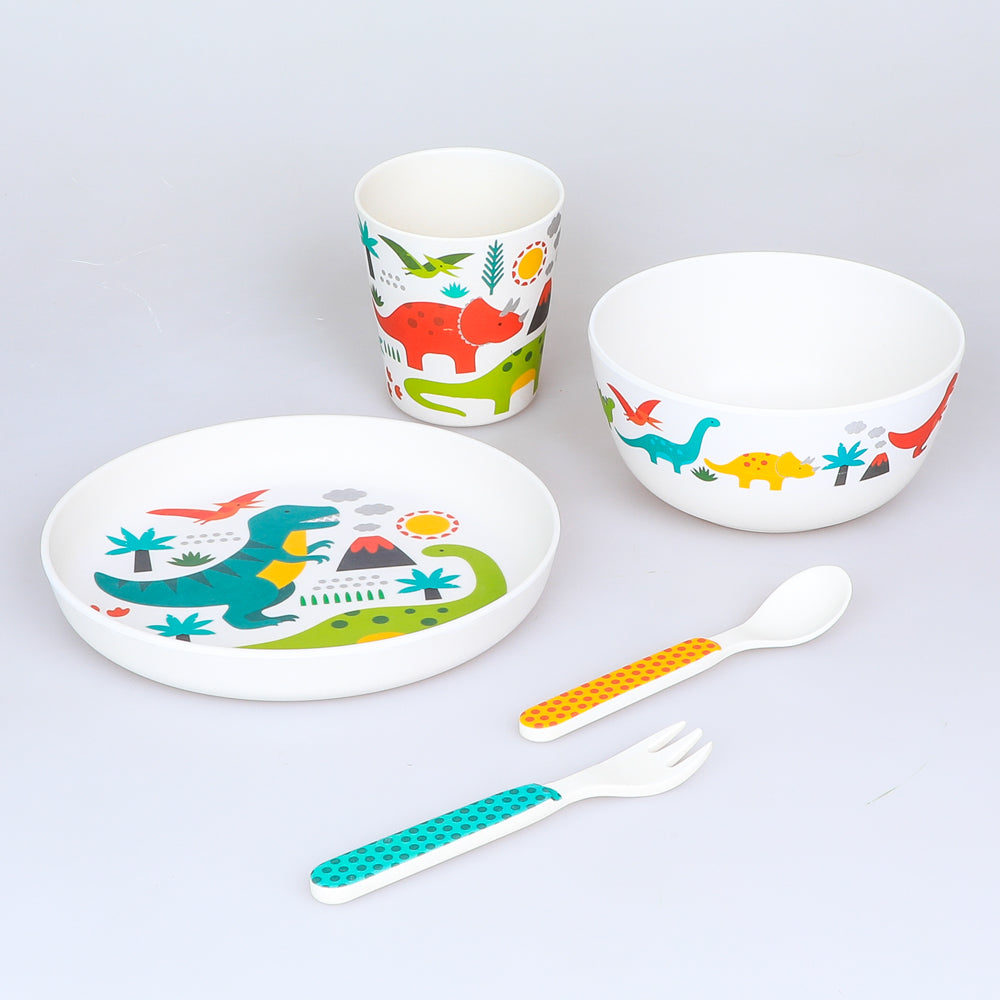 Dinosaur dinner ware photographed on white background for the Australian Museum shop online.